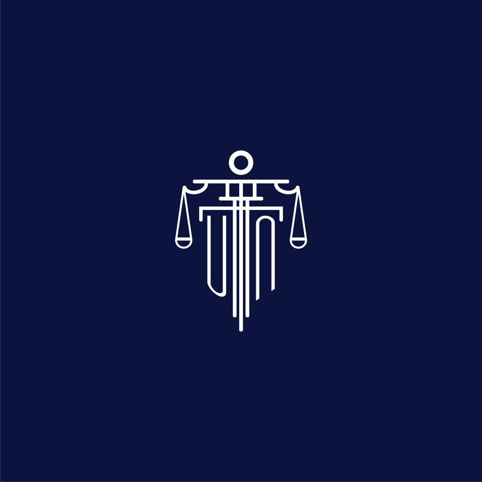 UN initial monogram logo for lawfirm with scale vector design