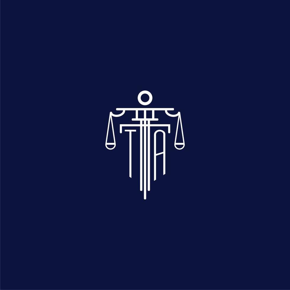 TA initial monogram logo for lawfirm with scale vector design