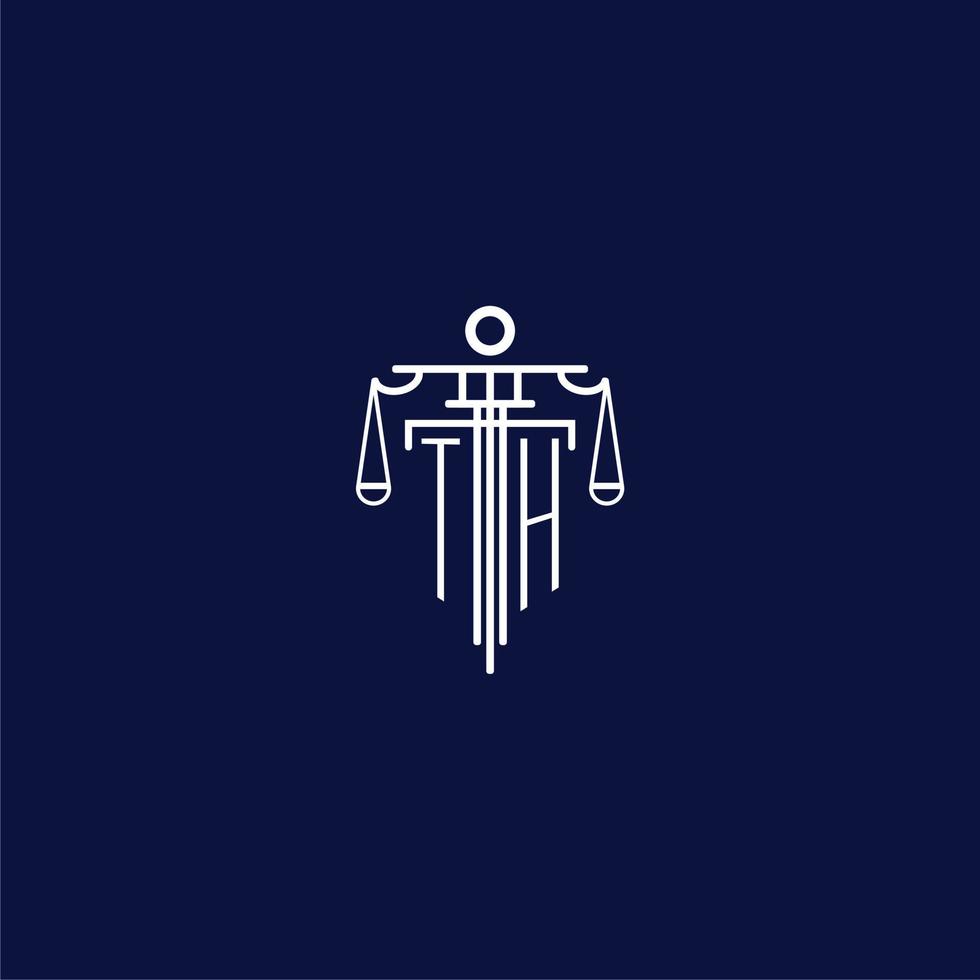 TH initial monogram logo for lawfirm with scale vector design