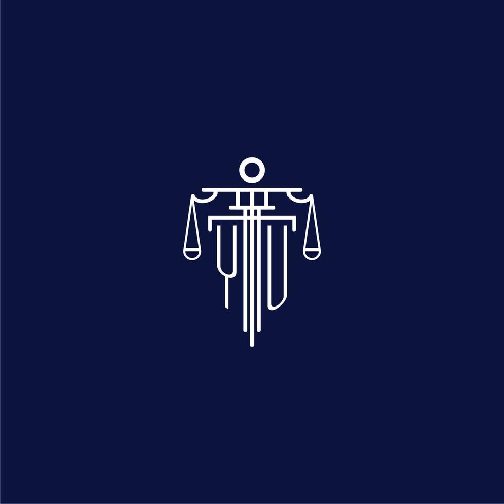 YU initial monogram logo for lawfirm with scale vector design