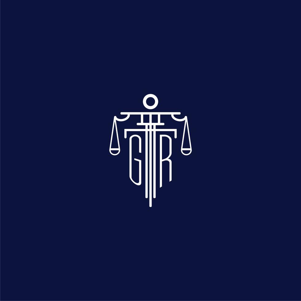 GR initial monogram logo for lawfirm with scale vector design