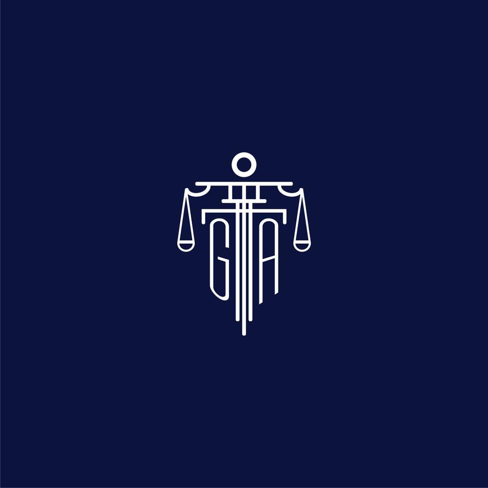 GA initial monogram logo for lawfirm with scale vector design