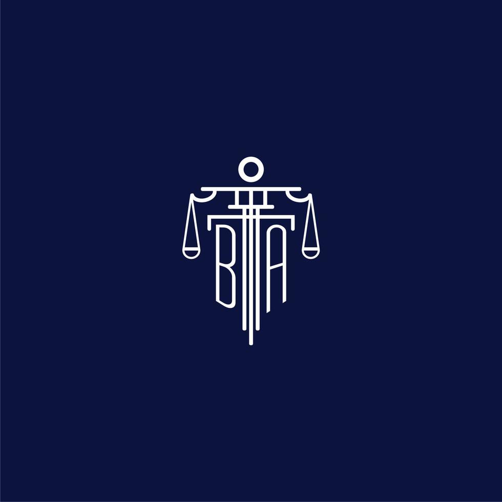 BA initial monogram logo for lawfirm with scale vector design