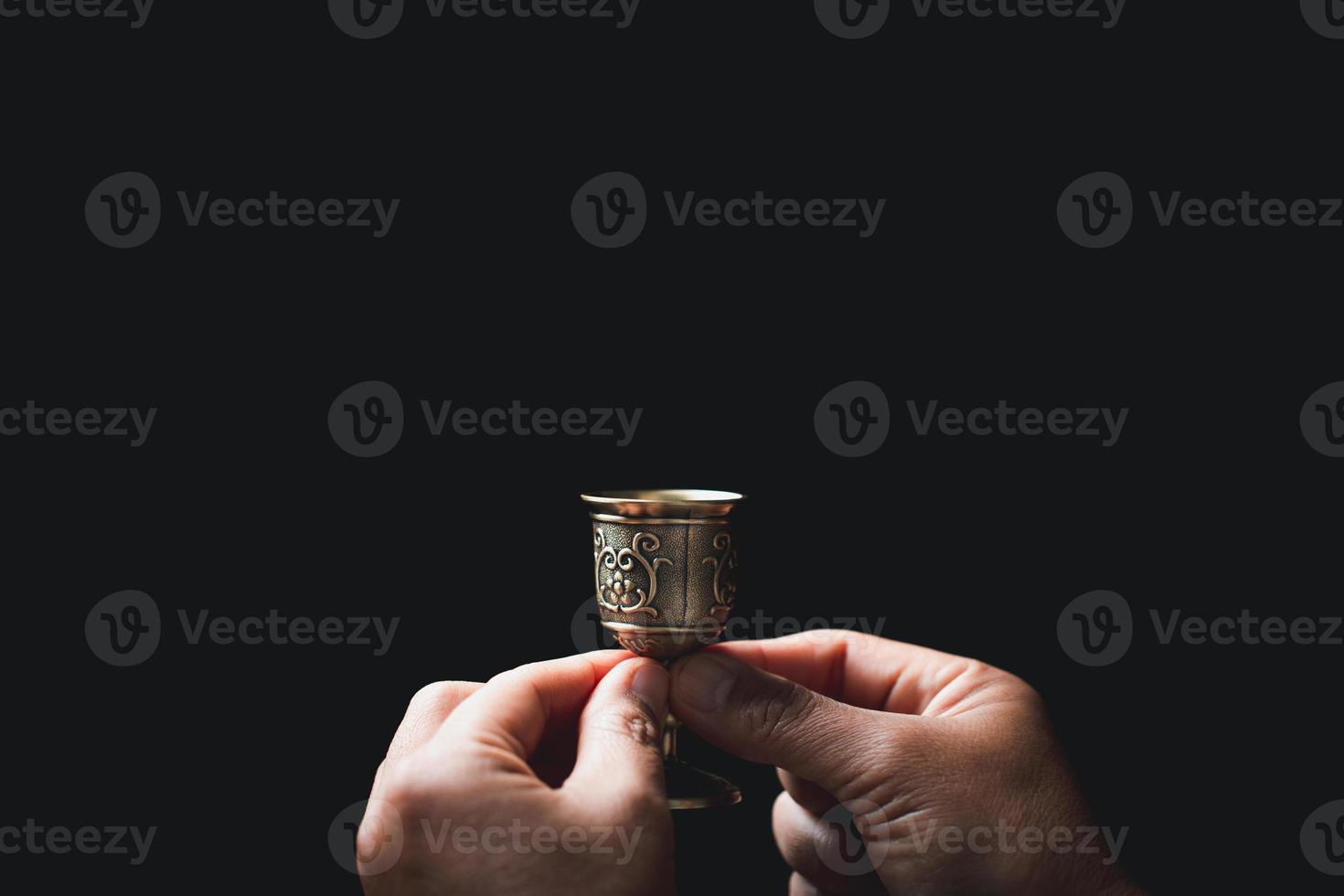 Concept of Eucharist or holy communion of Christianity. Eucharist is sacrament instituted by Jesus. during last supper with disciples. Bread and wine is body and blood of Jesus Christ of Christians. photo