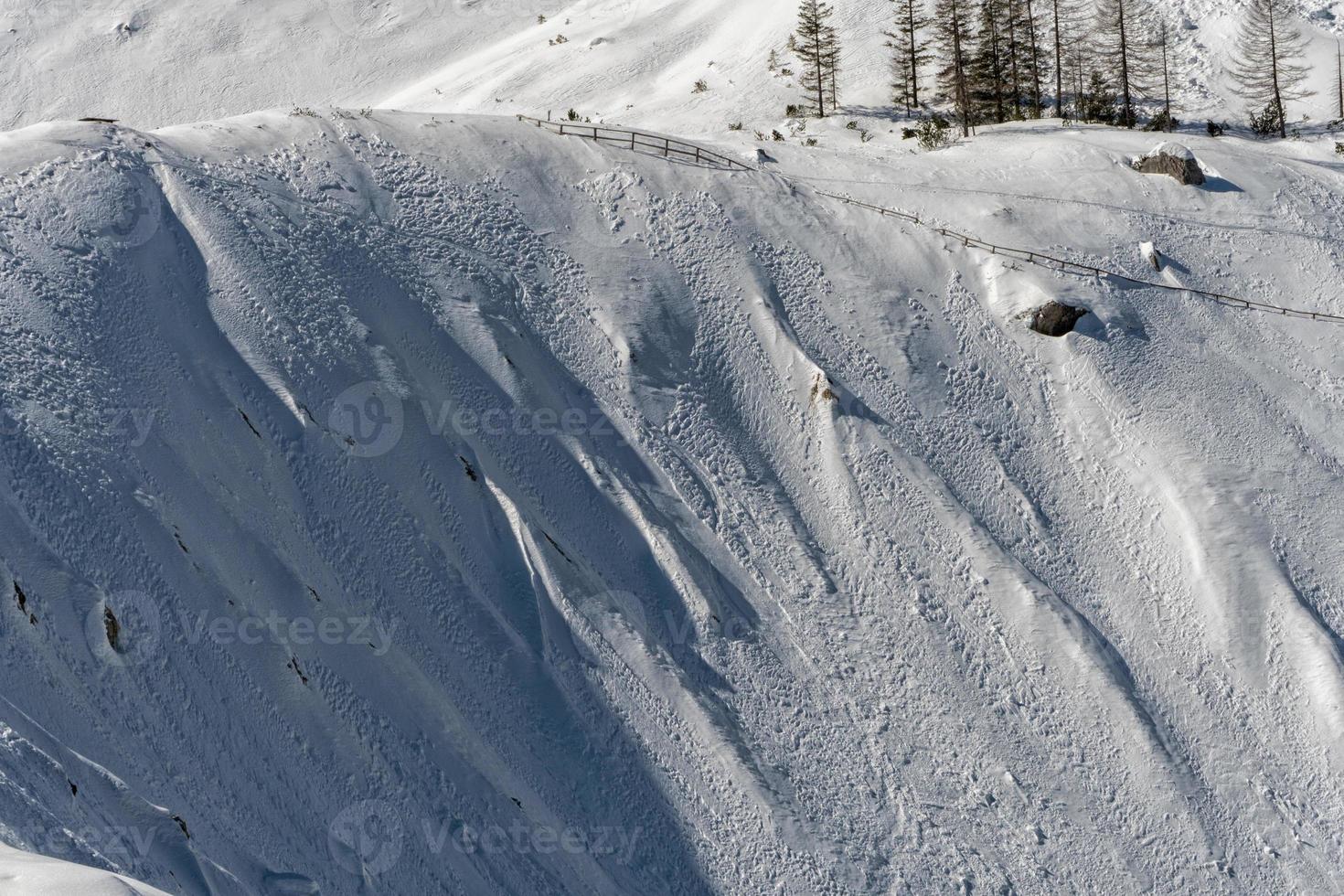 Avalanche snow slide in dolomites mountains photo