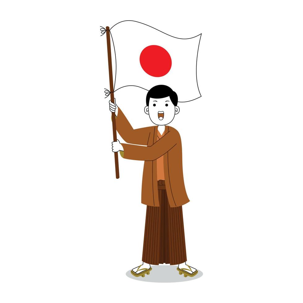 Man celebrate japan independence day vector