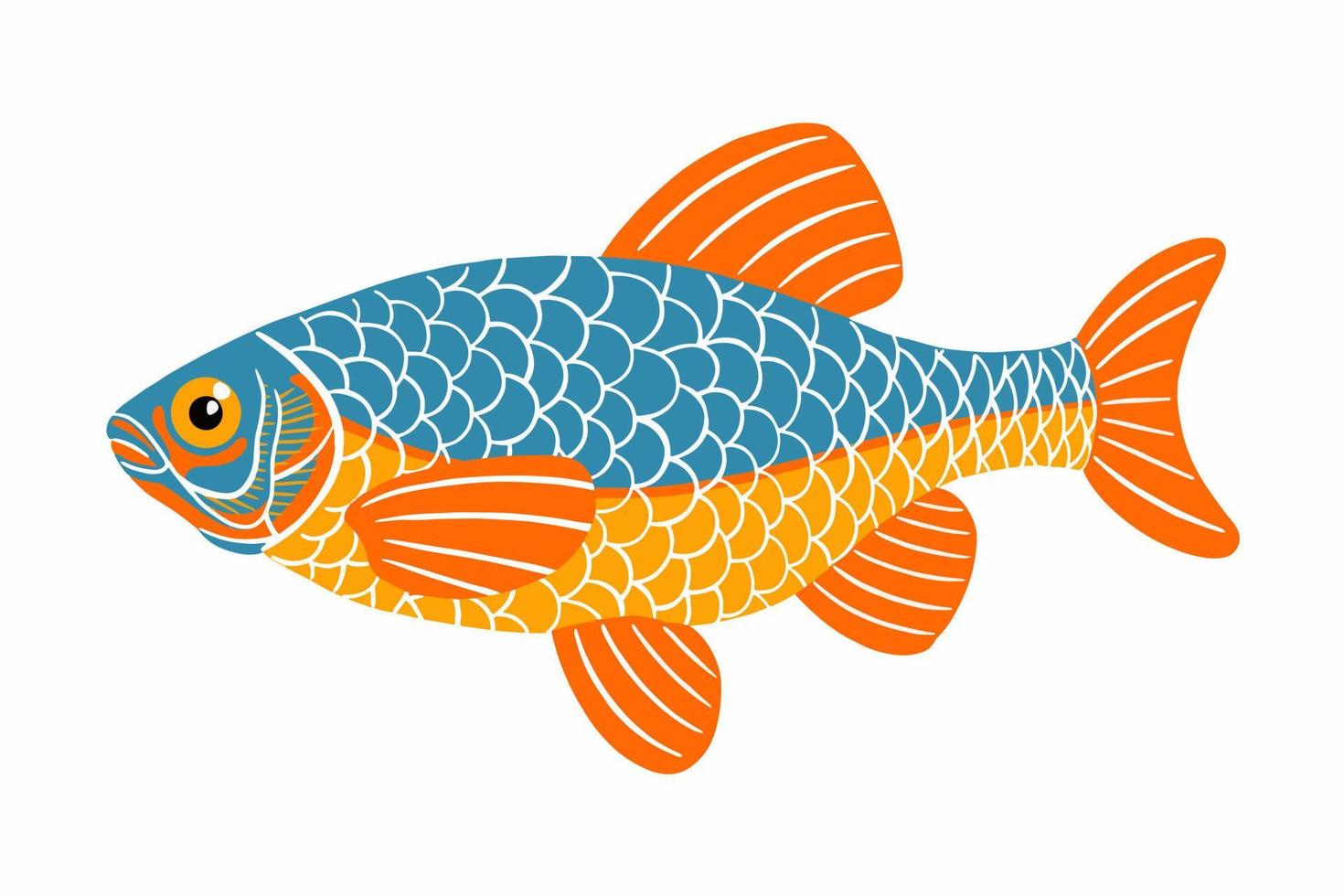 cute fish in flat cartoon style vector