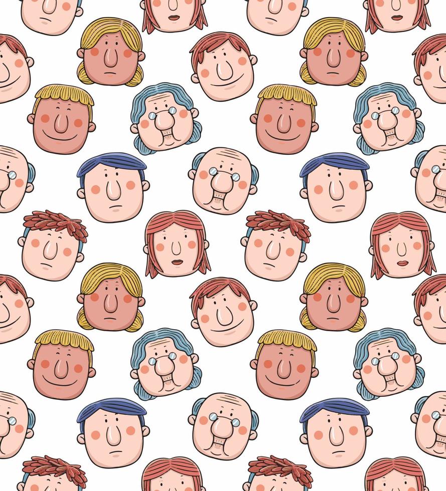 Cute Face People Seamless Pattern vector