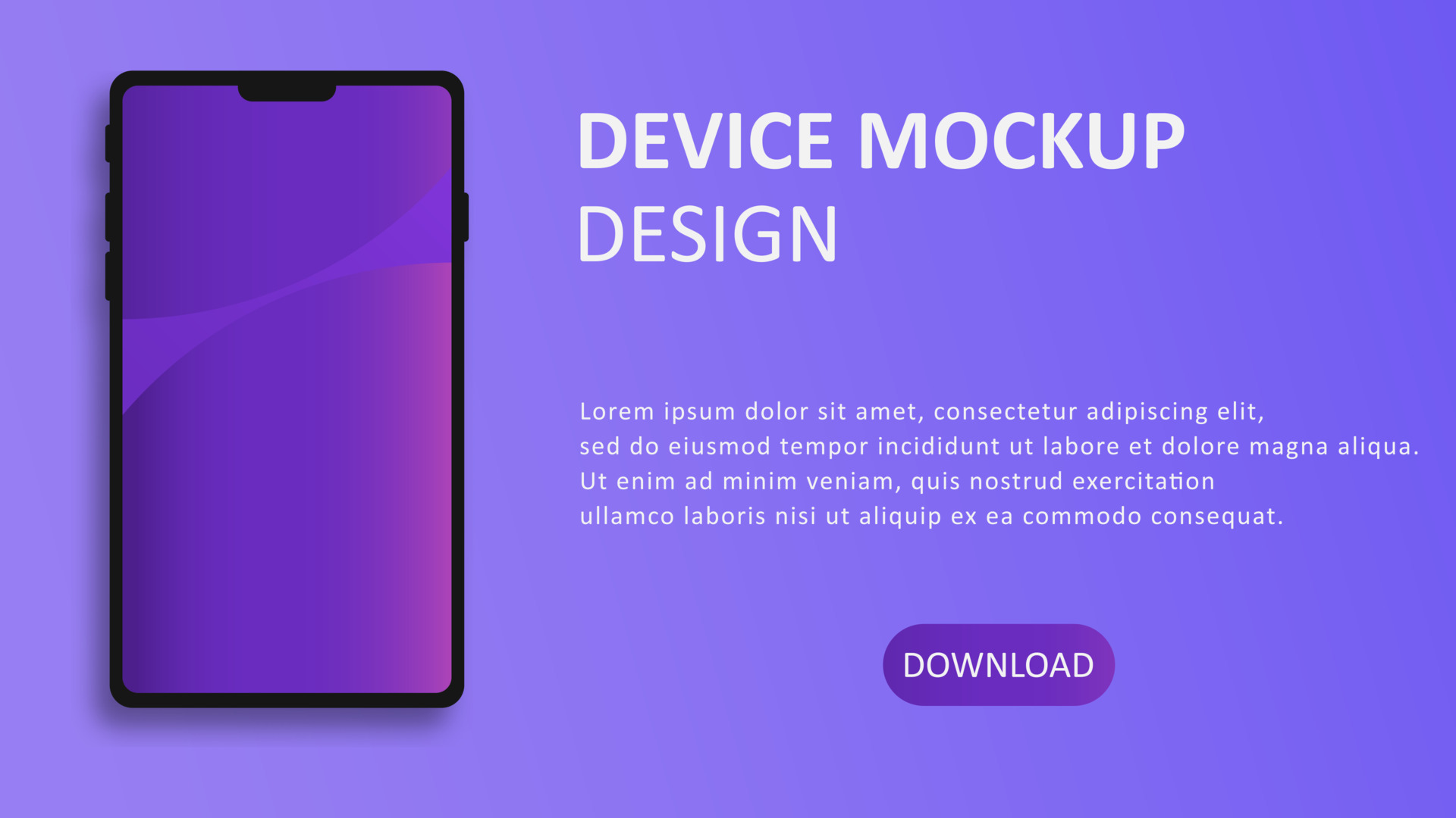 Smartphone gradient screen, mobile phone mockup on blue background ...