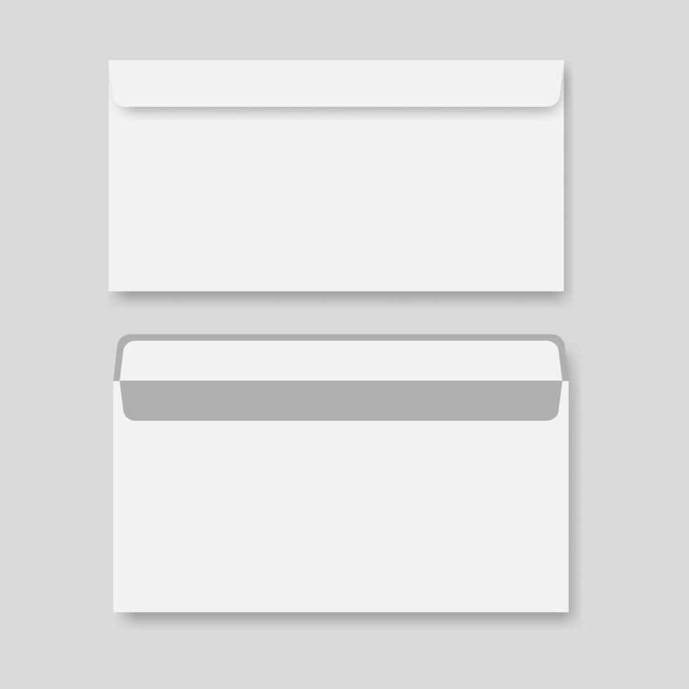 White envelope mockup for presentation design. Vector illustration. EPS 10.