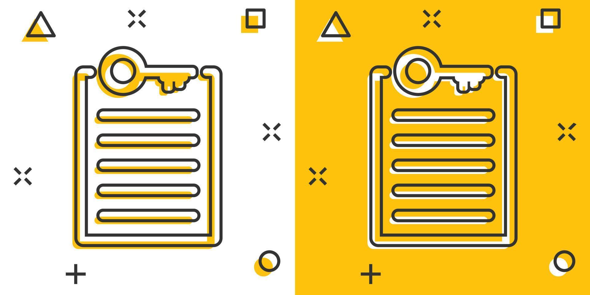Password account icon in comic style. Keyword cartoon vector illustration on white isolated background. Key combination splash effect business concept.