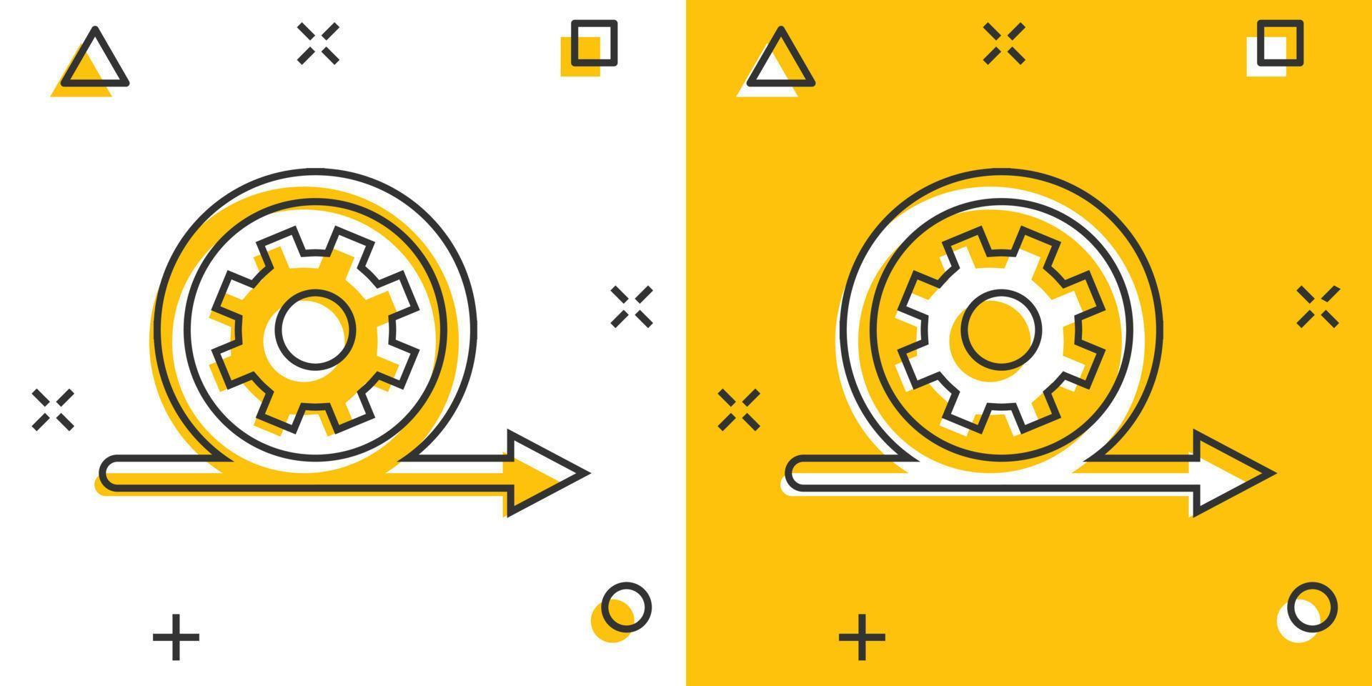 icono ágil en estilo cómico. ilustración de vector de dibujos animados flexible sobre fondo blanco aislado. concepto de negocio de efecto de salpicadura de ciclo de flecha.