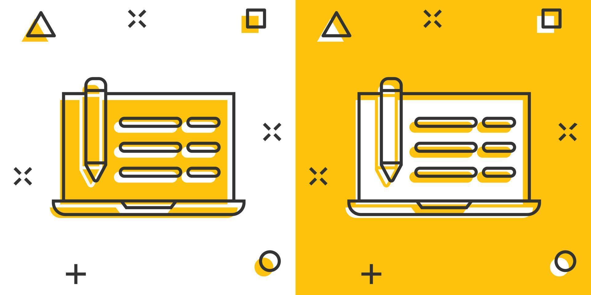 icono de blogs en estilo cómico. ilustración de vector de dibujos animados de comunicación de redes sociales sobre fondo blanco aislado. concepto de negocio de efecto de salpicadura de contenido.