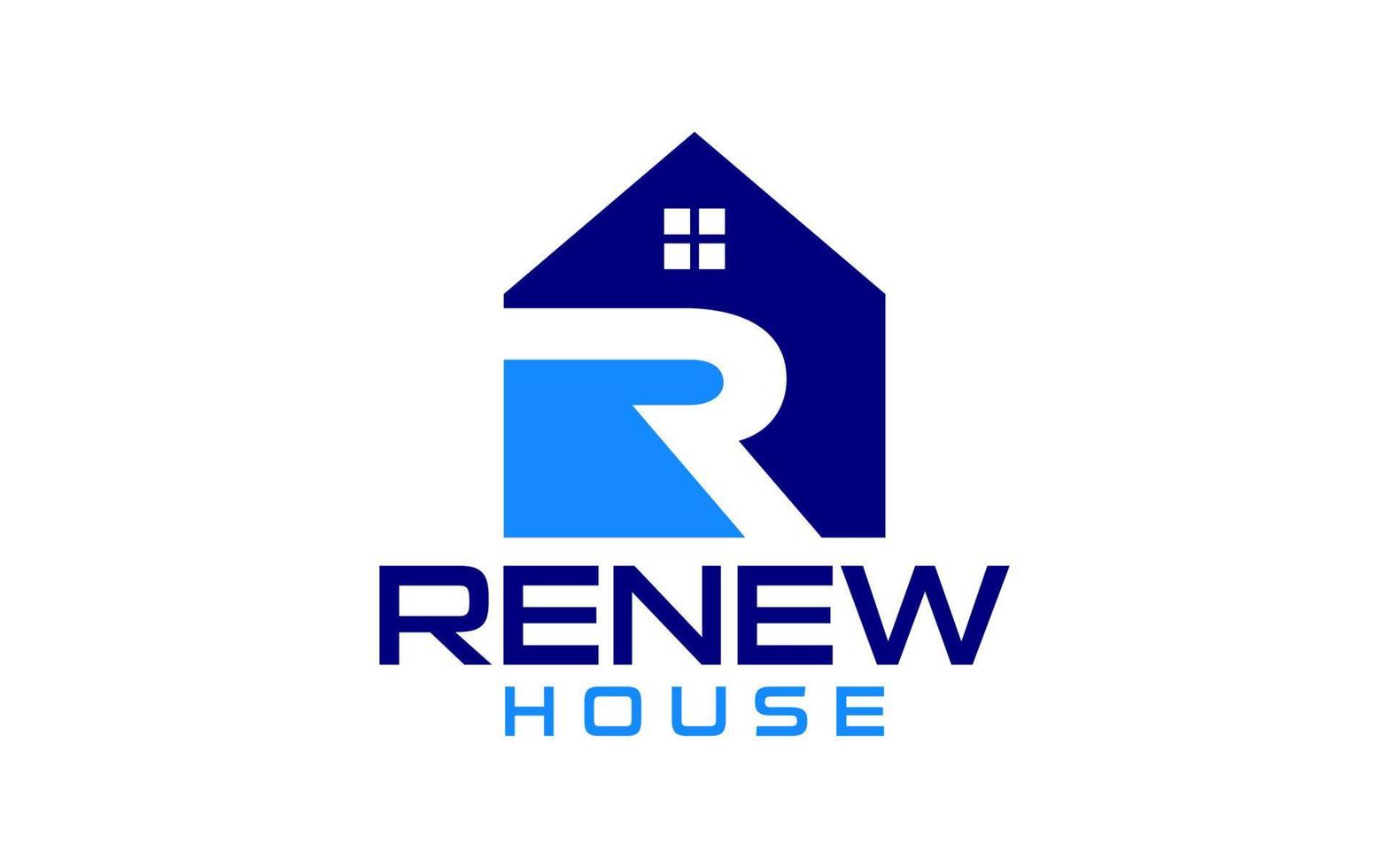 initials R with house real estate logo vector