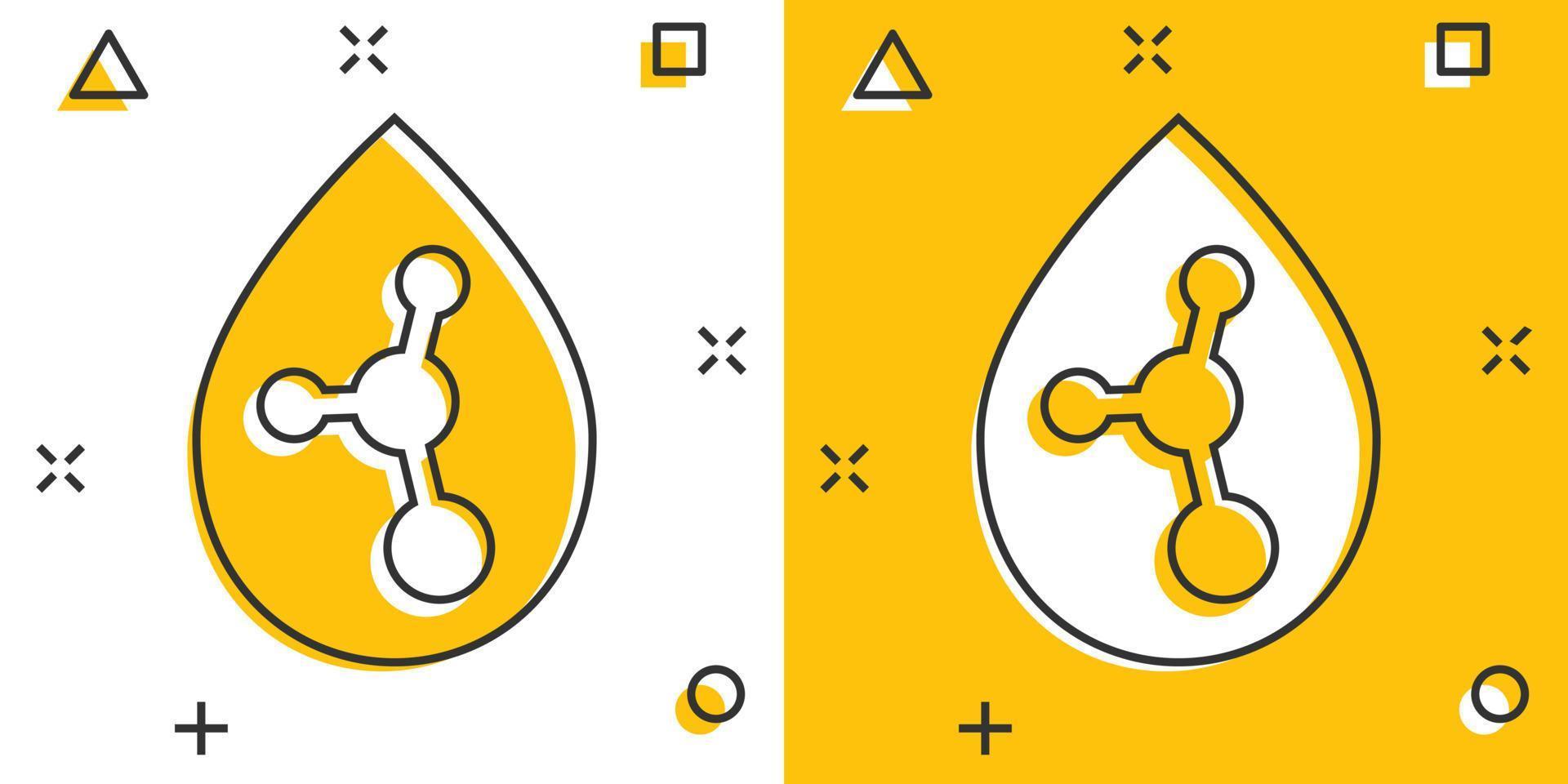 Acid molecule icon in comic style. Dna cartoon vector illustration on white isolated background. Amino model splash effect business concept.