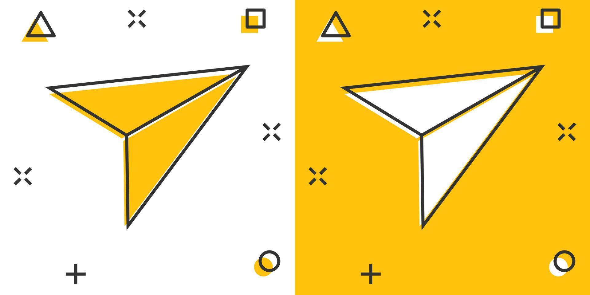 Paper plane icon in comic style. Sent message cartoon vector illustration on white isolated background. Air sms splash effect business concept.