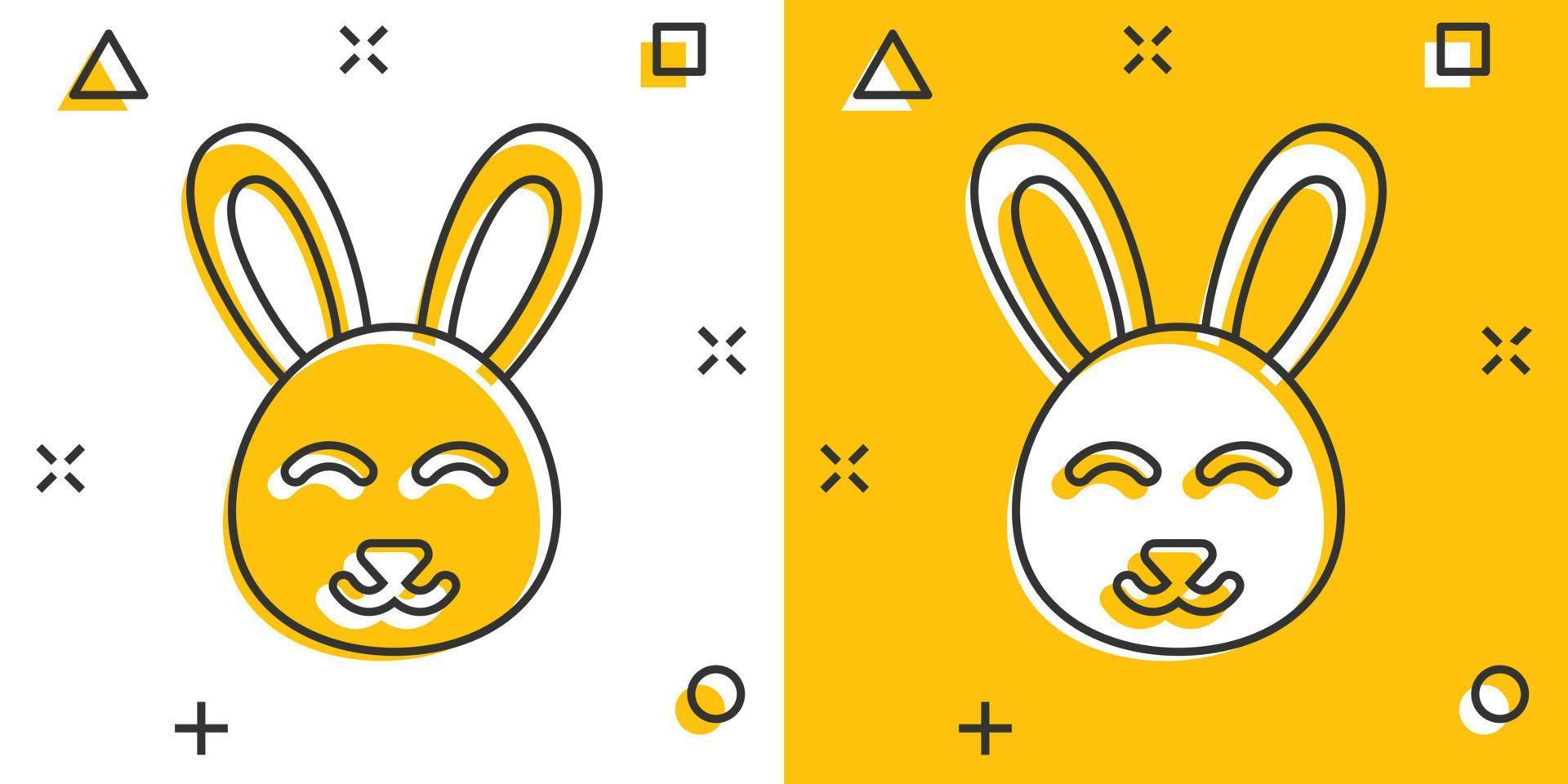 Rabbit icon in comic style. Bunny cartoon vector illustration on white isolated background. Happy easter splash effect business concept.