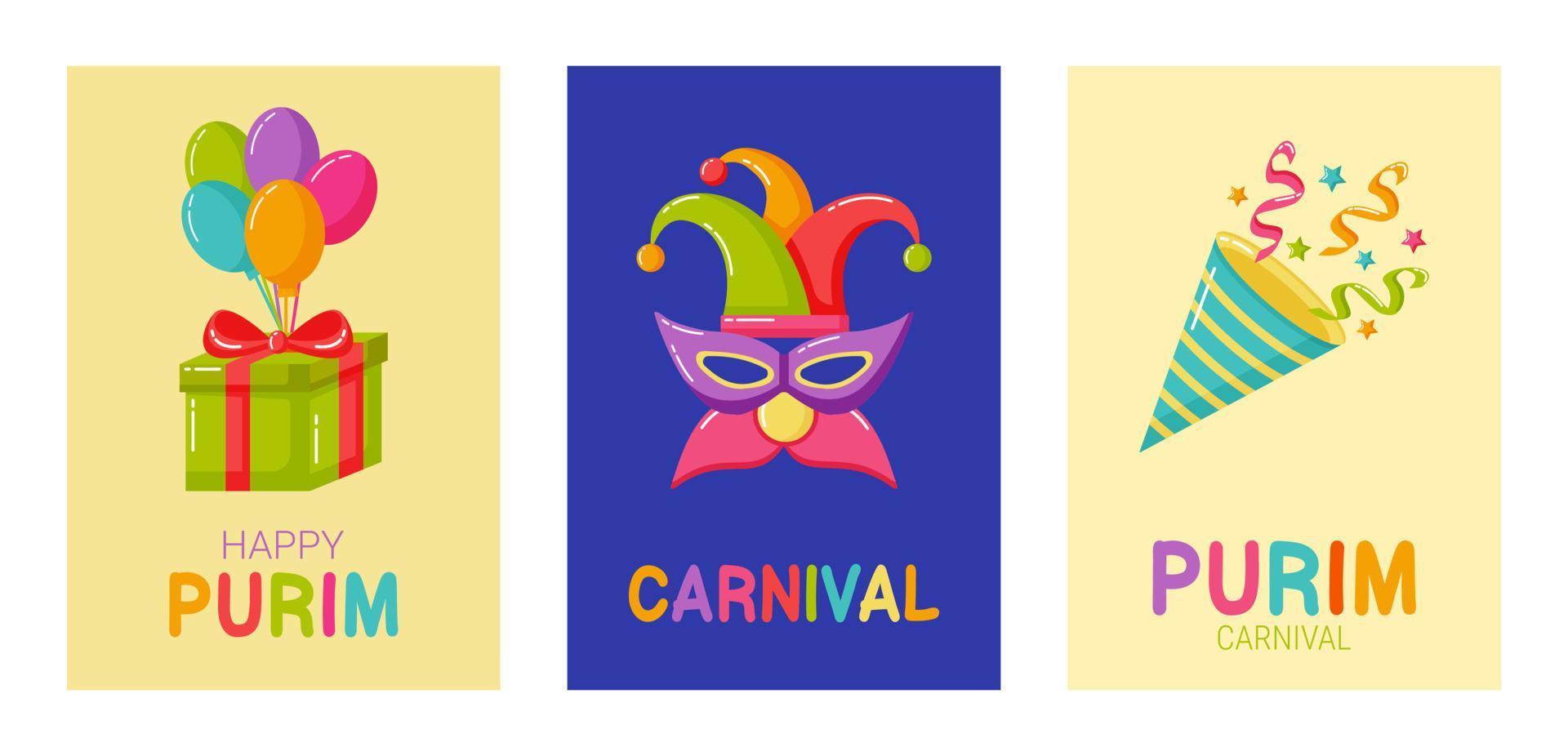 cartel de colores brillantes para el festival de purim vector