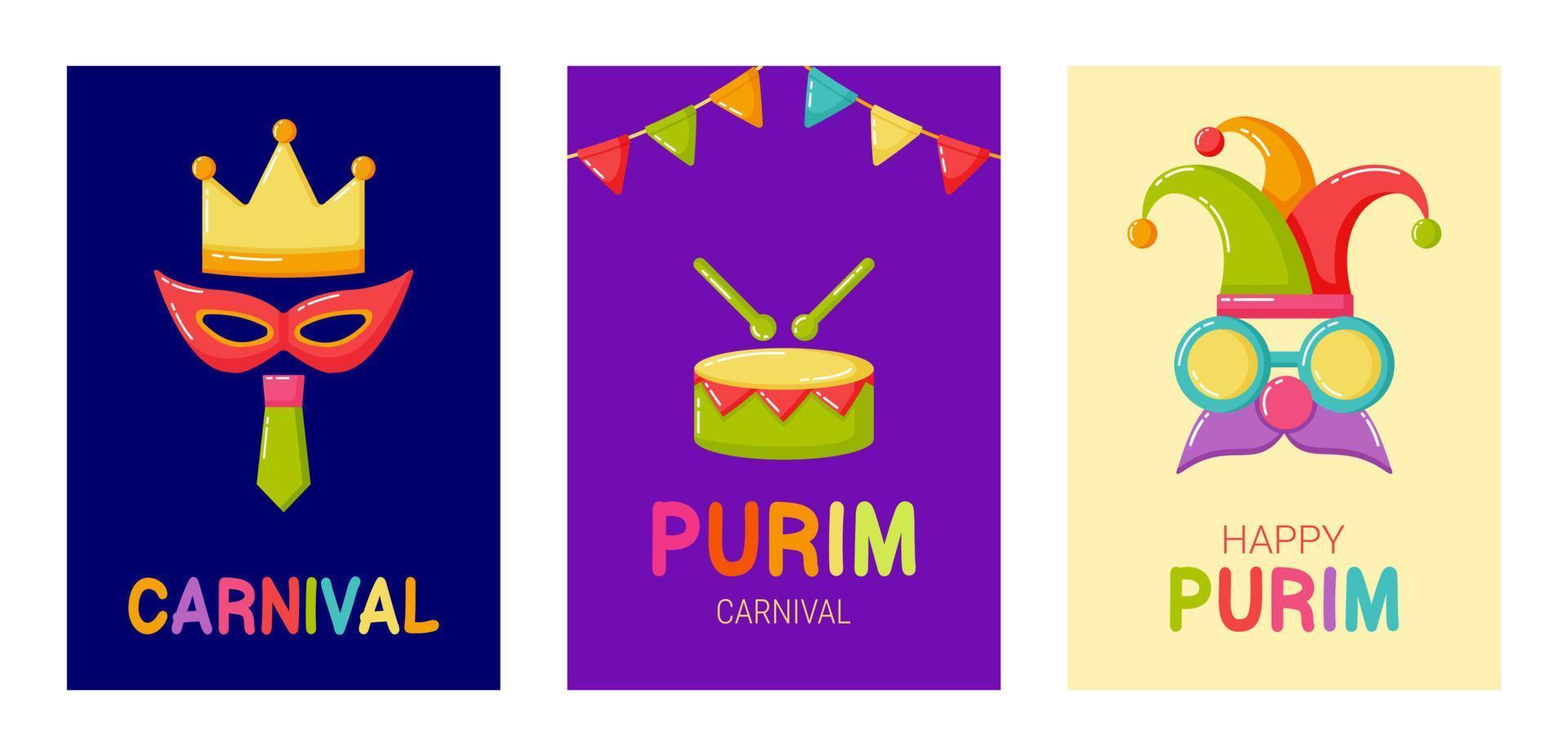 carteles para el carnaval de purim vector