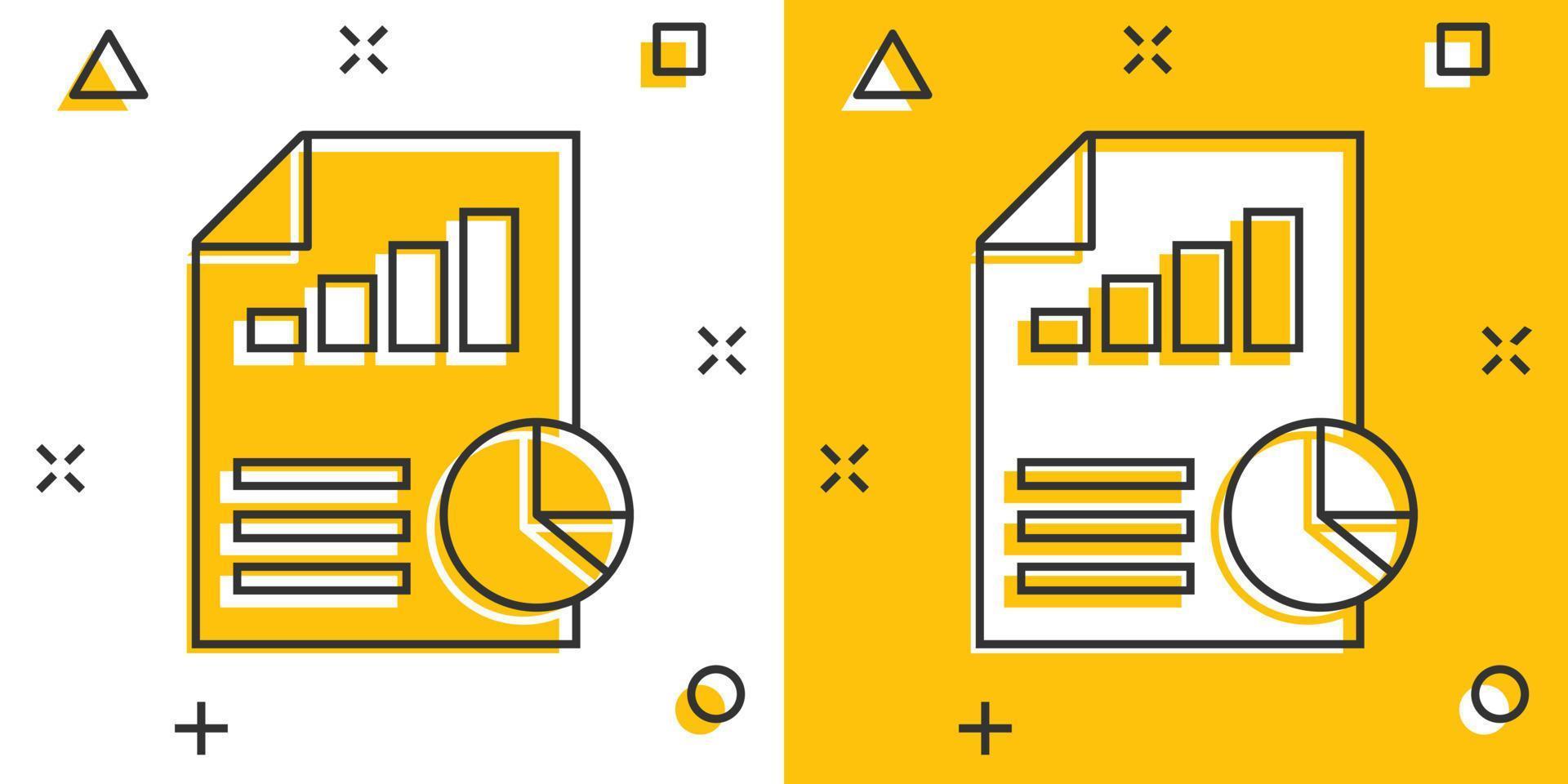 Financial statement icon in comic style. Document cartoon vector illustration on white isolated background. Report splash effect business concept.
