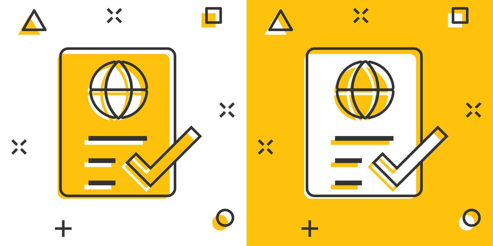 To do list icon in comic style. Document checklist cartoon vector illustration on white isolated background. Notepad check mark splash effect business concept.