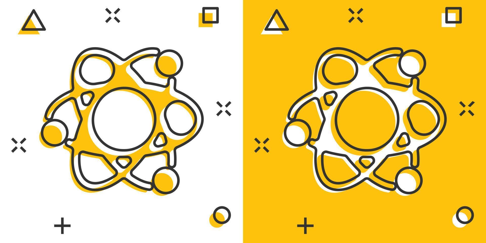 Science icon in comic style. Dna cell cartoon vector illustration on white isolated background. Molecule evolution splash effect business concept.