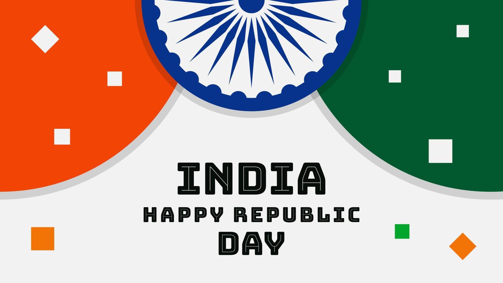 celebración del día de la república india el 26 de enero. diseño de fondo de estilo simple con el símbolo de la bandera india vector