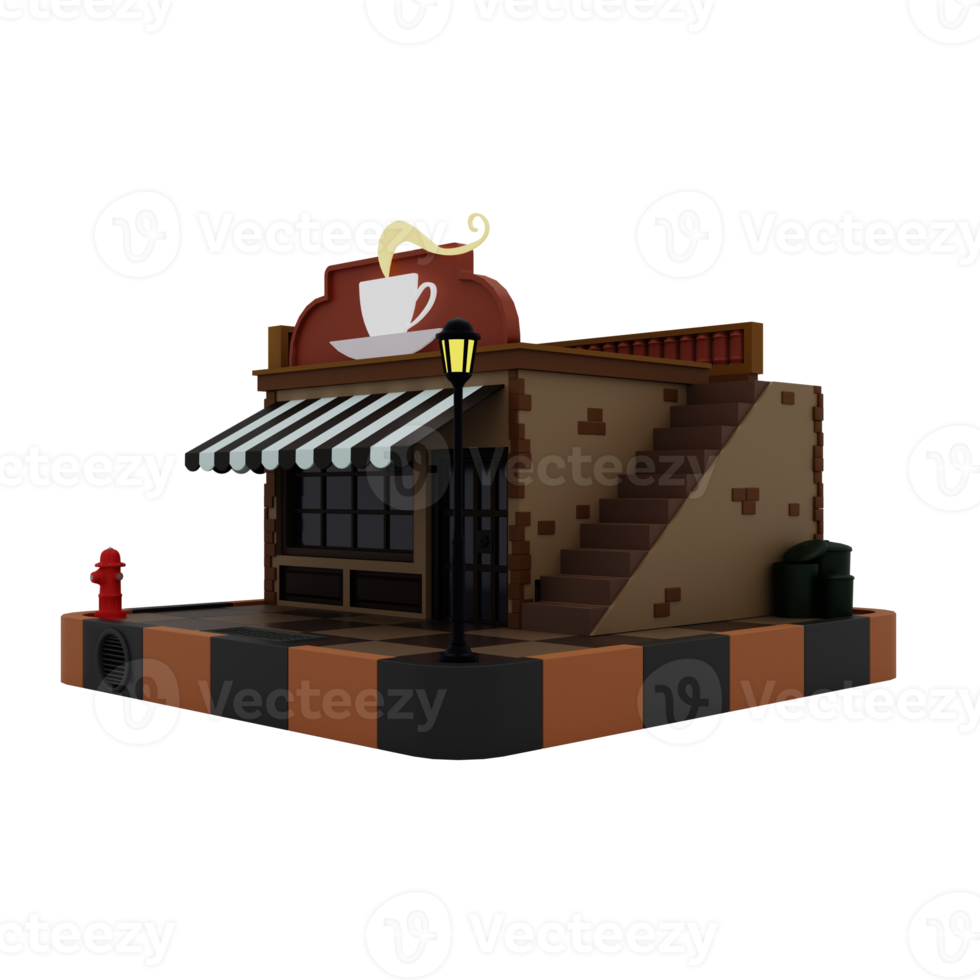 Stylized cartoon cafe png