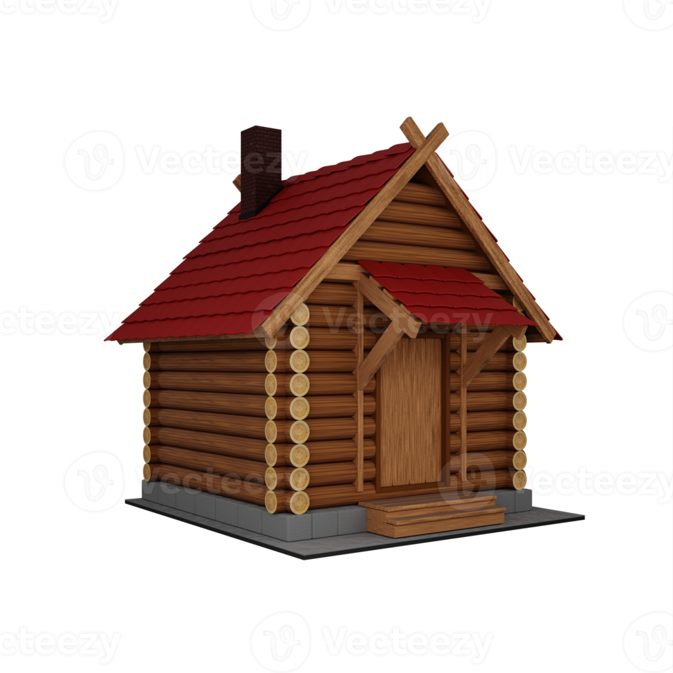 3d log house cartoon png