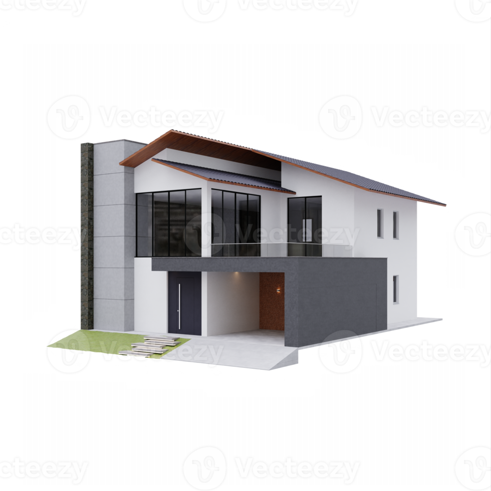 3D zeitgenössisches Haus isoliert png