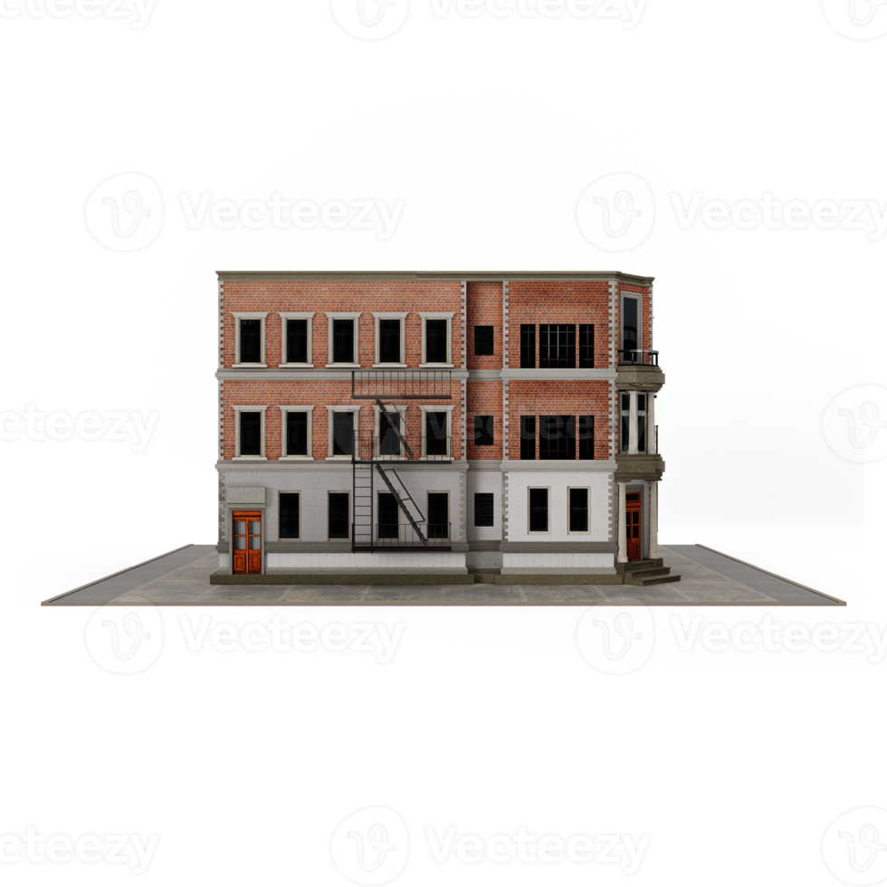 3d american style company apartment or building model isolated png