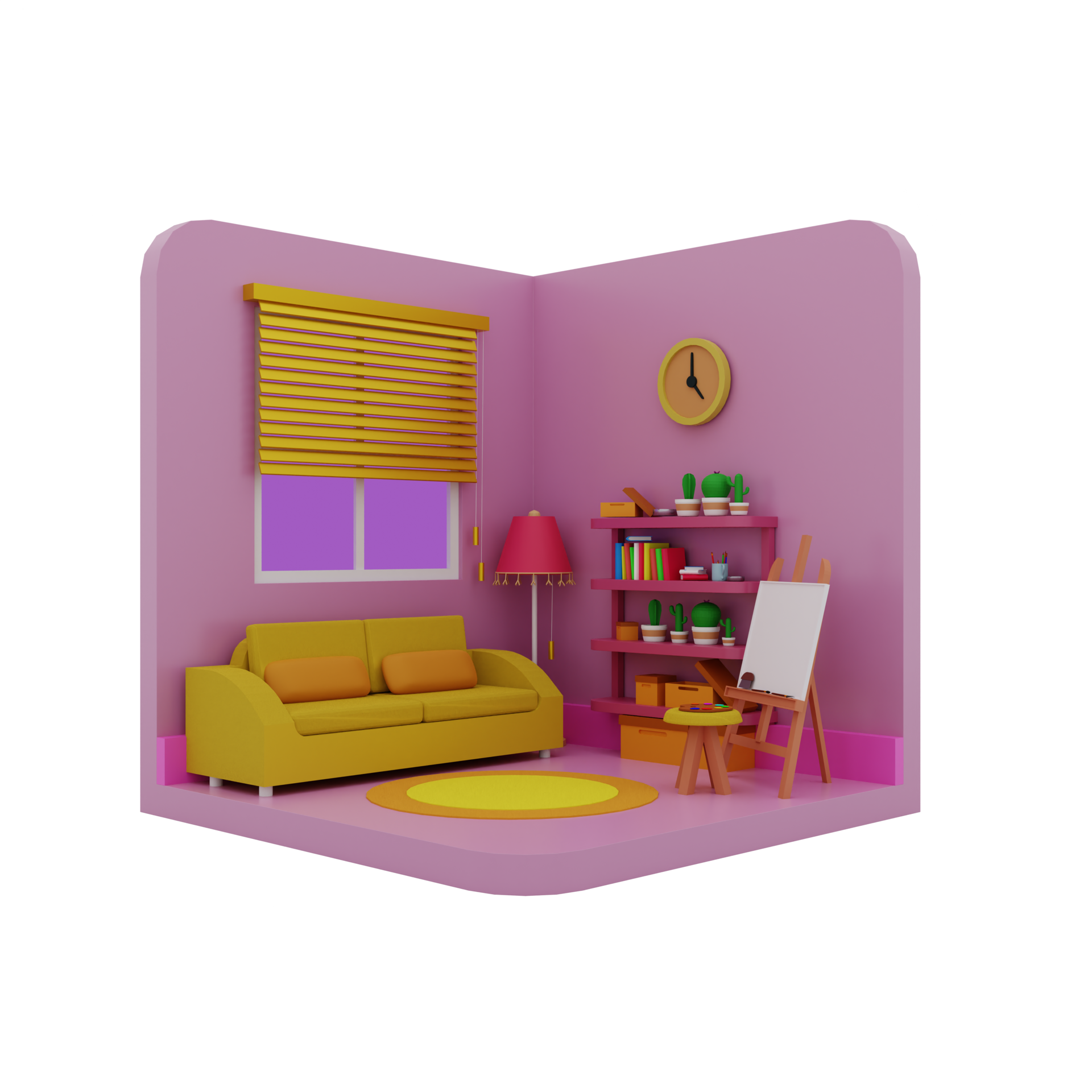 Stylized pink cartoon room 18800270 png