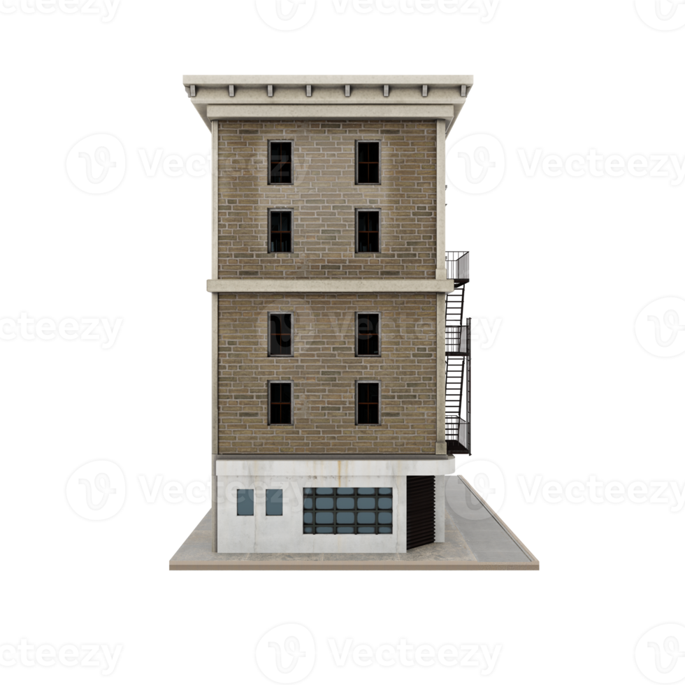 3d american style company apartment or building model isolated png