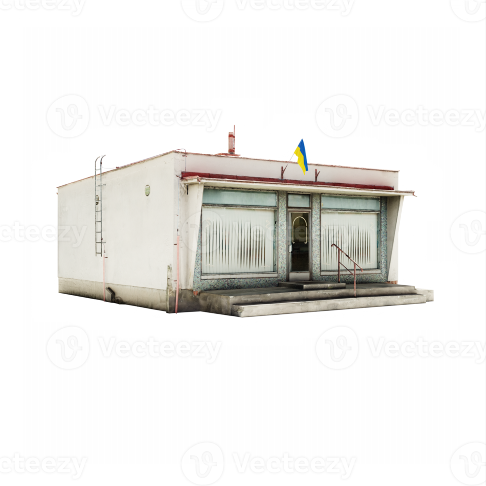 old groceteria shop building model isolated png