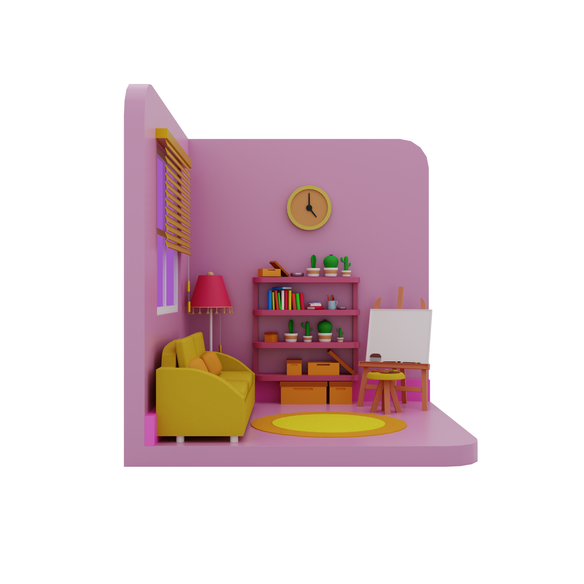 Stylized pink cartoon room 18800359 png