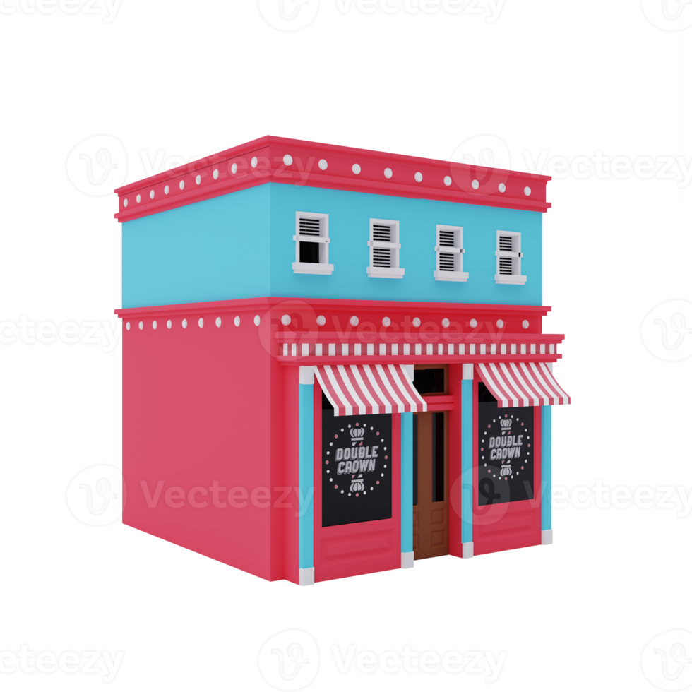 3d cute pink barbershop isolated png