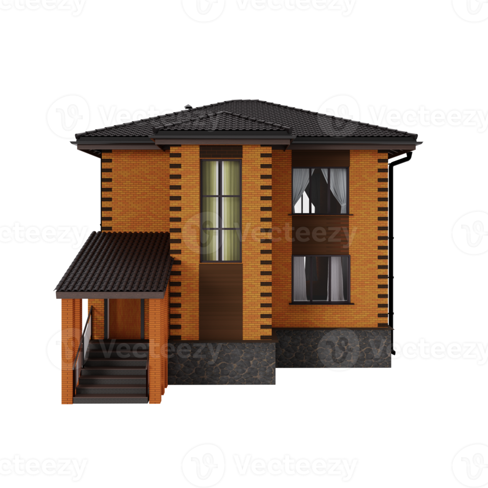 3d brick house isolated png