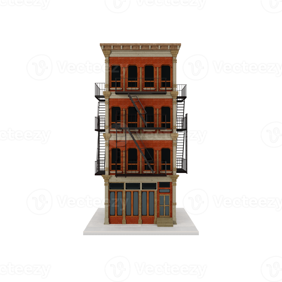 3d american style company apartment or building model isolated png