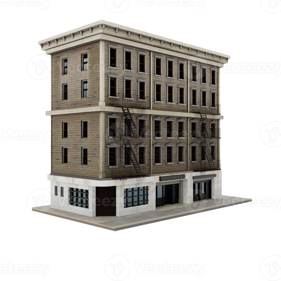 3d american style company apartment or building model isolated png