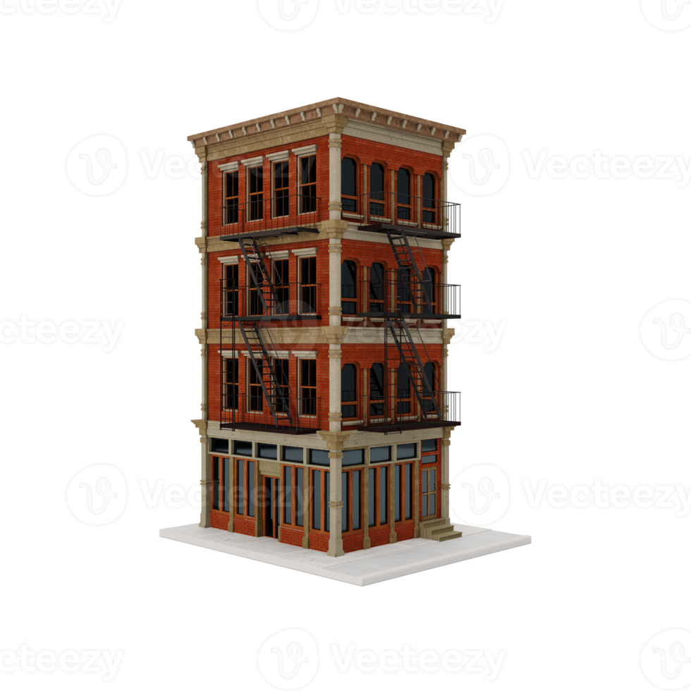 3d american style company apartment or building model isolated png