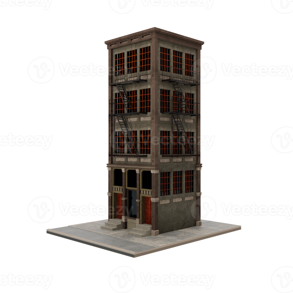 3d american style company apartment or building model isolated png