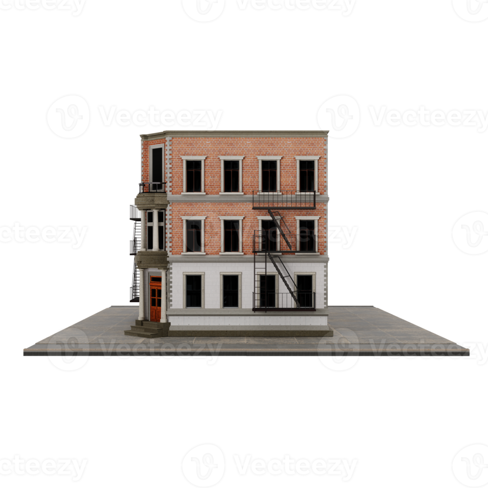 3d Amerikaans stijl bedrijf appartement of gebouw model- geïsoleerd png