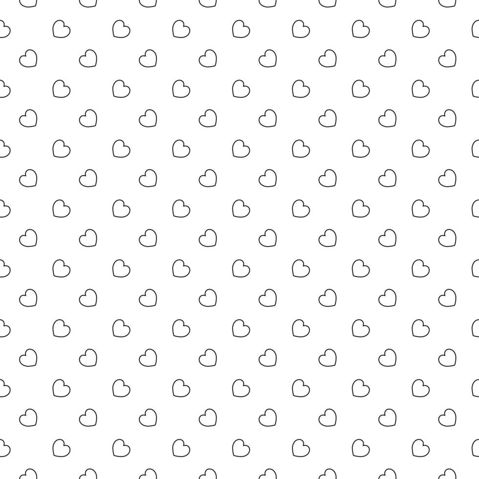 Seamless geometric pattern with hearts. Vector repeating texture. Vector seamless pattern with tiny hearts. Abstract minimal geometric black and white texture, repeat tiles. Valentines day background.
