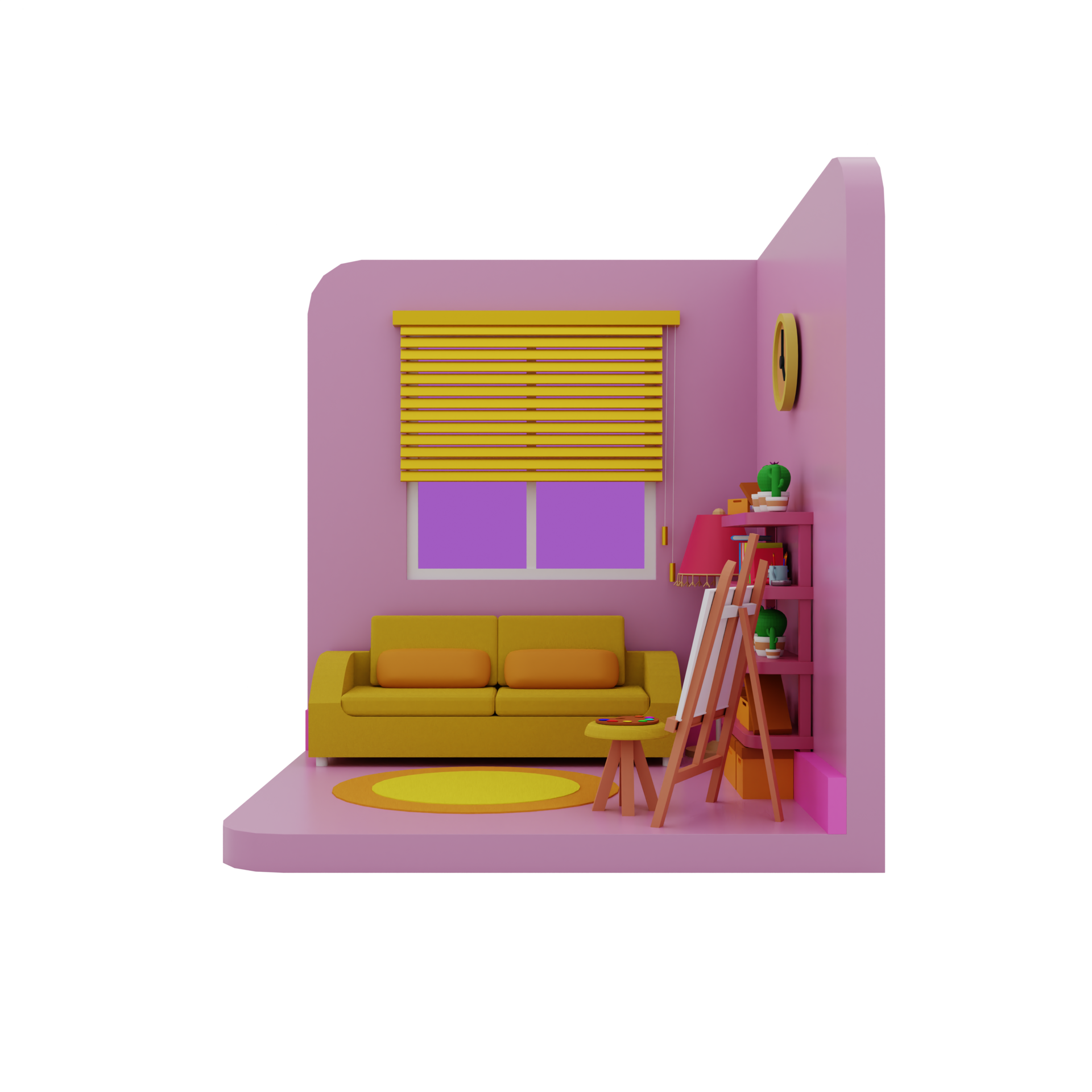 Stylized pink cartoon room 18800459 png