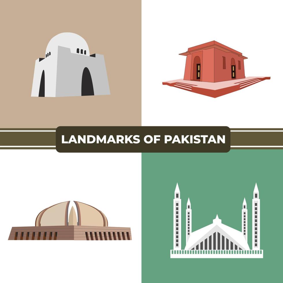 Set of landmarks of pakistan vector