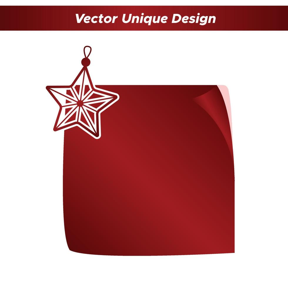 Red paper snowflake over red paper sticker, Christmas sticky notes vector