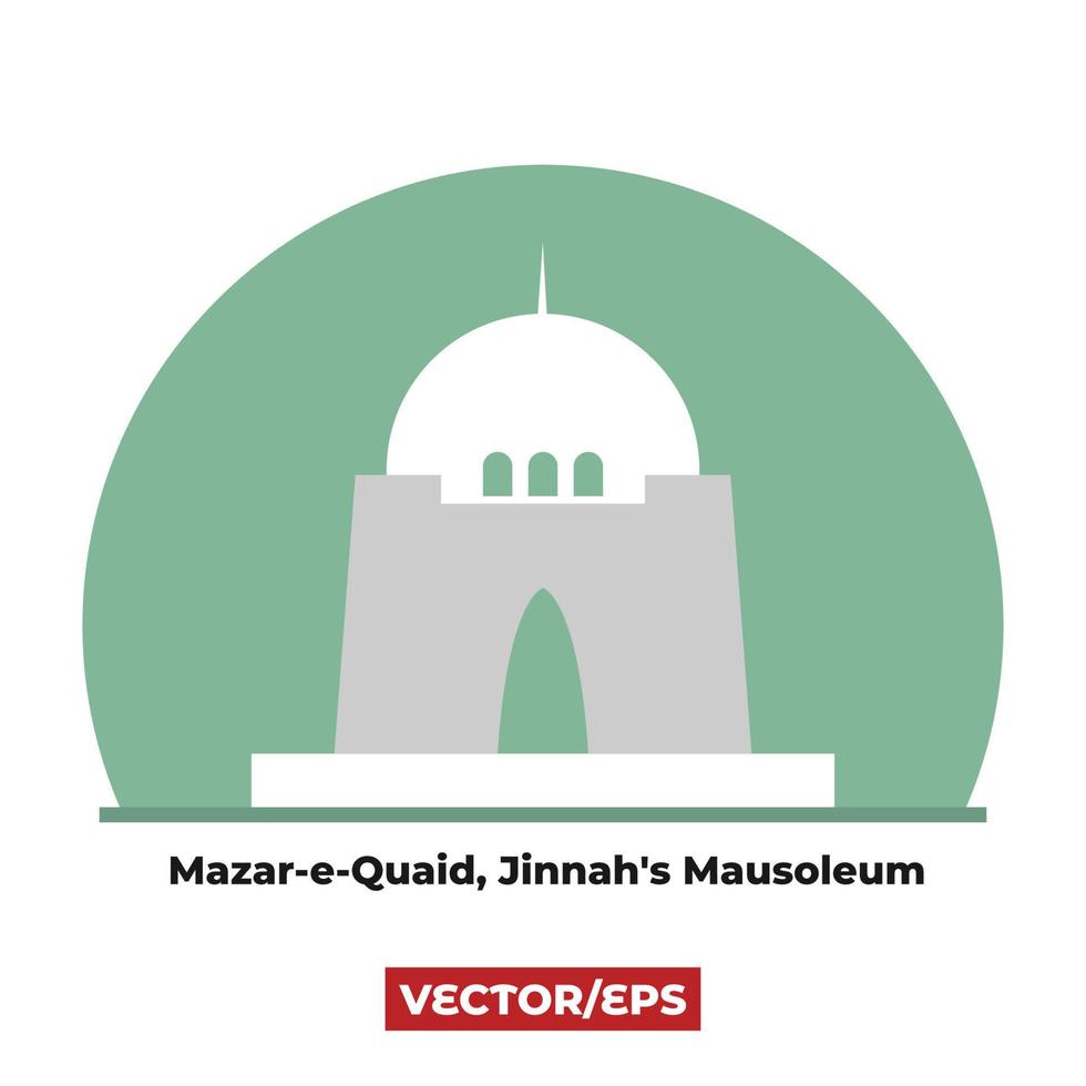 Mazar-e-Quaid with isolated background vector illustration