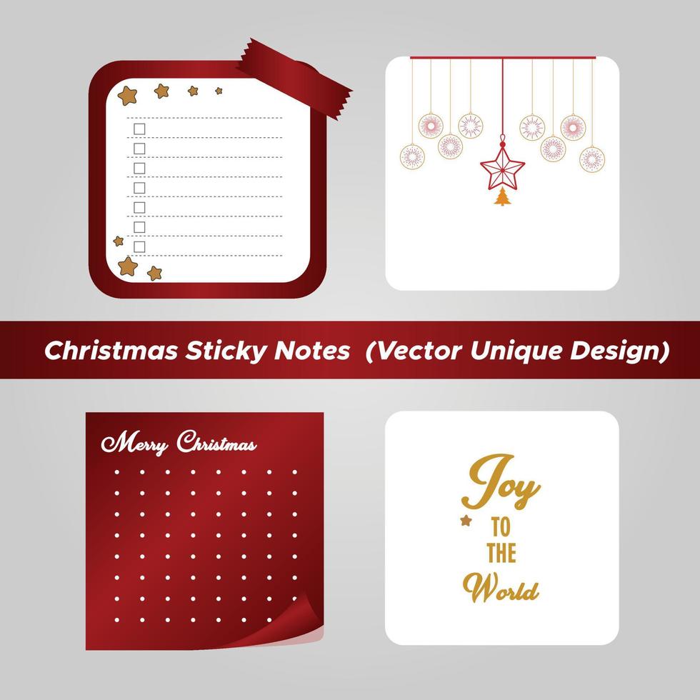 Set of Christmas sticky notes, colorful sticky notes vector