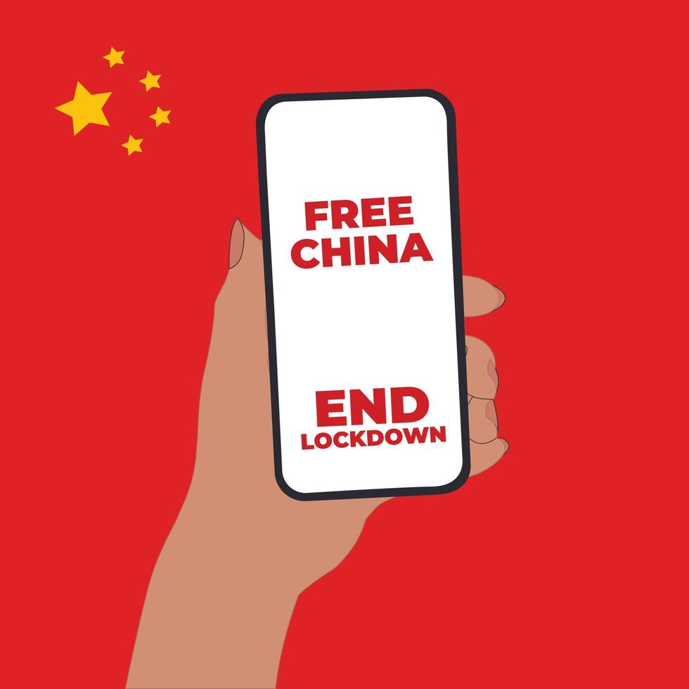 Hand drawn flat china protests against lockdown illustration banner, social media post vector