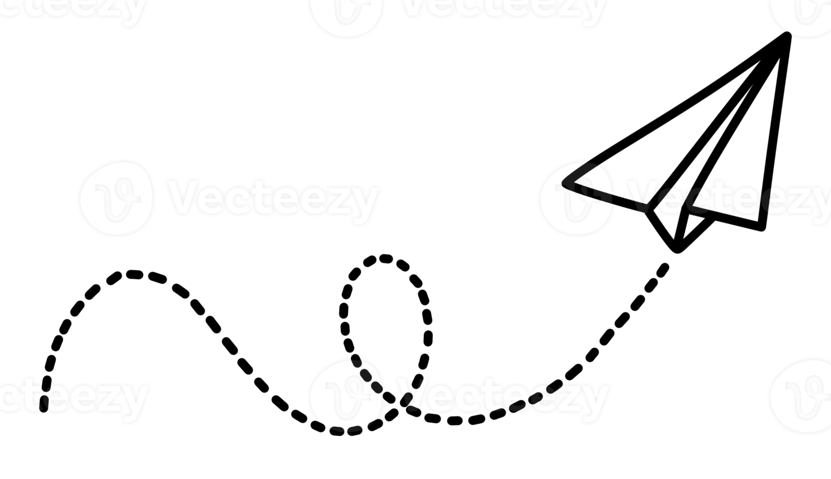 vuelo origami avión de papel ruta líneas punteadas. png